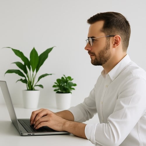 man at a laptop