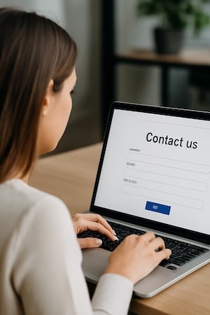 woman at laptop showing a contact form-1
